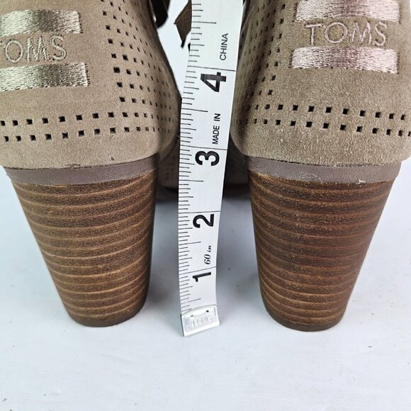 Toms Majorca Perforated Suede Peep Toe Boot Stucco (Tan) 7.5 10004963 - Picture 9 of 12